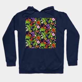 Navy Blue Tropical Flora Hoodie